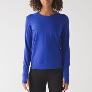 Lululemon Rush Hour Long Sleeve Sapphire Blue Size 12 Rulu Long Sleeve Top